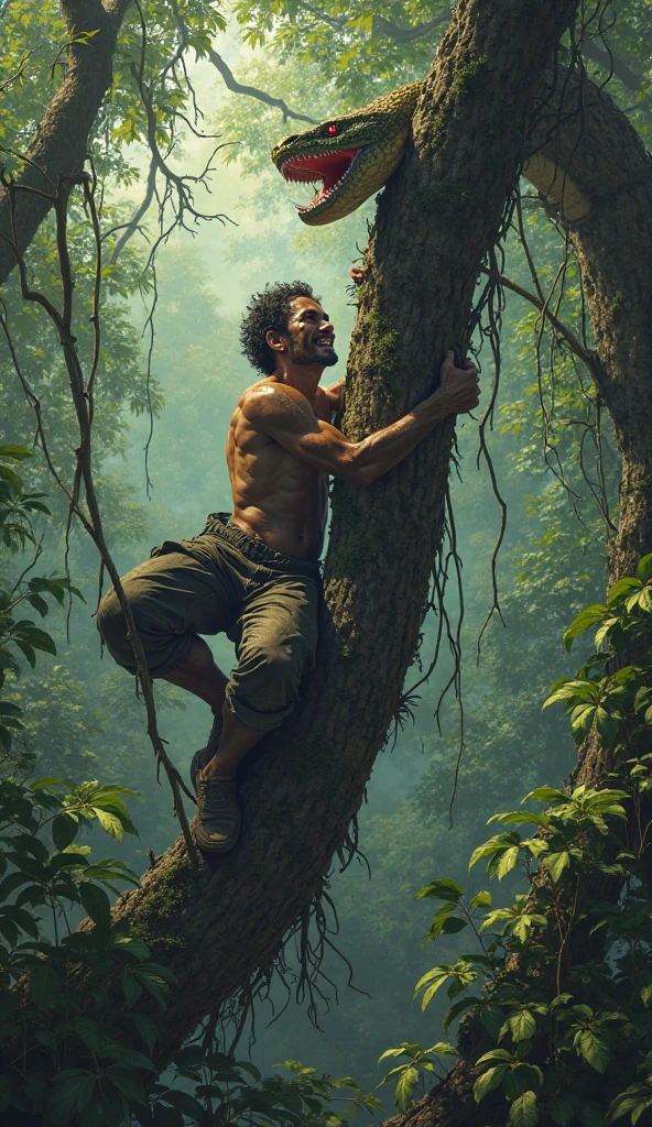 1man, solo, man dirty wearing shirt crawling towards the viewer, looking at viewer, dirty hair, growling, blush, eyeliner, (short sleeve shirt), (shorts ripped), boots, muscular, hunched forward, ((dark)) Deep dark Amazon jungle, (Fantasy), (Glowing), (low key lighting), (selective focus), (long wide angle shot), Digital manipulation technique, 3d anime masterpiece is a testament to both artistry and technical prowess, (masterpiece, best quality, hires, high resolution:1.2), (long wide angle shot), (extremely detailed, realistic, intricate details, highres), (cinematic lighting, perfect lighting), (background deep dark amazon jungle:1.2), fading light, detailed face, art, digital painting, smooth soft skin, beautiful eyes
<lora:add-detail-xl:0.5>