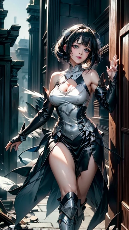 a woman in a black and orange outfit standing in front of a fire, artgerm and atey ghailan, best anime 4k konachan wallpaper, krenz cushart and artgerm, her body made of flames, badass anime 8 k, extremely detailed artgerm, she has fire powers, ryuko matoi