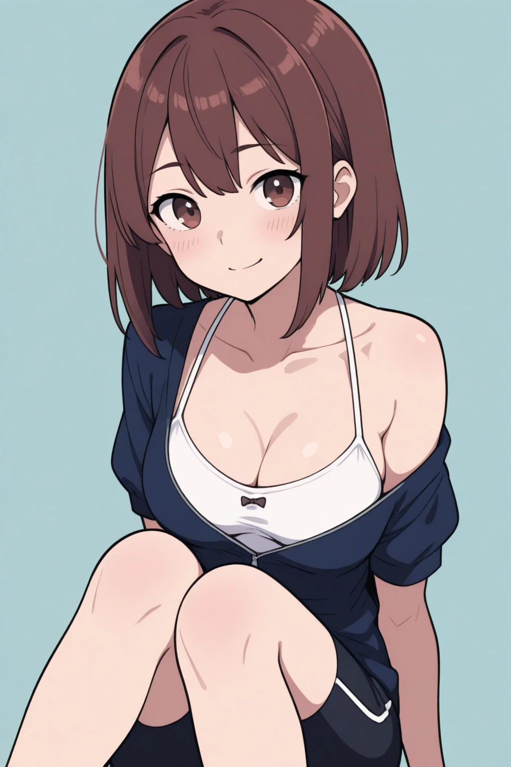 (((masterpiece, best quality, ultra highres, 1 girl, solo, no background))), super detailed skin and face and eyes and finger, beautiful japanese woman, small breasts:1.5, skinny, light brown hair, white background, very short curly pixie hair, (an illustration of girl), Knee shot, Generate with illustrations, Various expressions, Various poses, Please draw the entire character within the frame, ensuring that the head, arms, and legs are not cut off. The background should be simple, with the character positioned centrally, outline, anime, sad, bikini, sitting, spread legs,