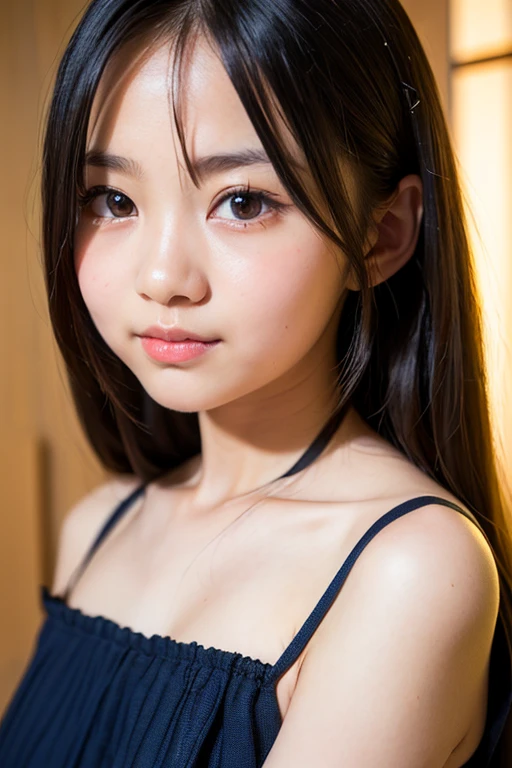 8K、cute、Adult Girl、detailed、black eye、Black Hair、Open your mouth、Lying down
