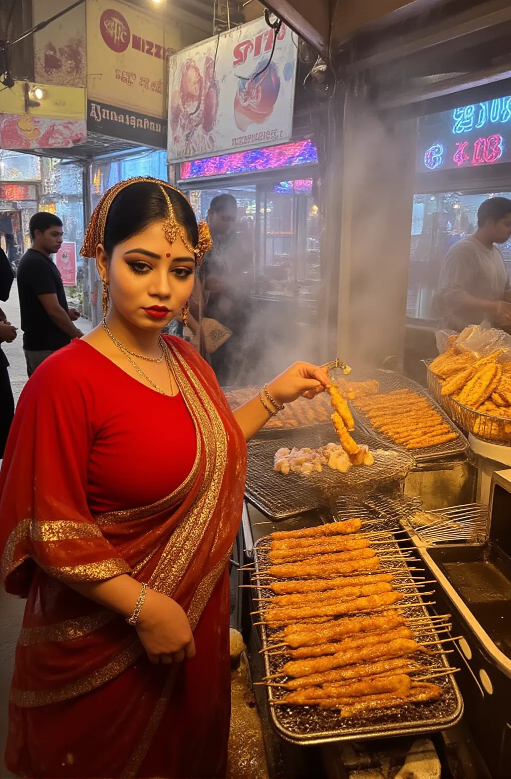 ((dimsum food)), ((logo)), ((momo)), ((Momo Express)), ((logo design)), ((model selling dimsums)), ((Indian Shop)), ((Momo Express Written)), ((Indian Street)), ((Hindi))