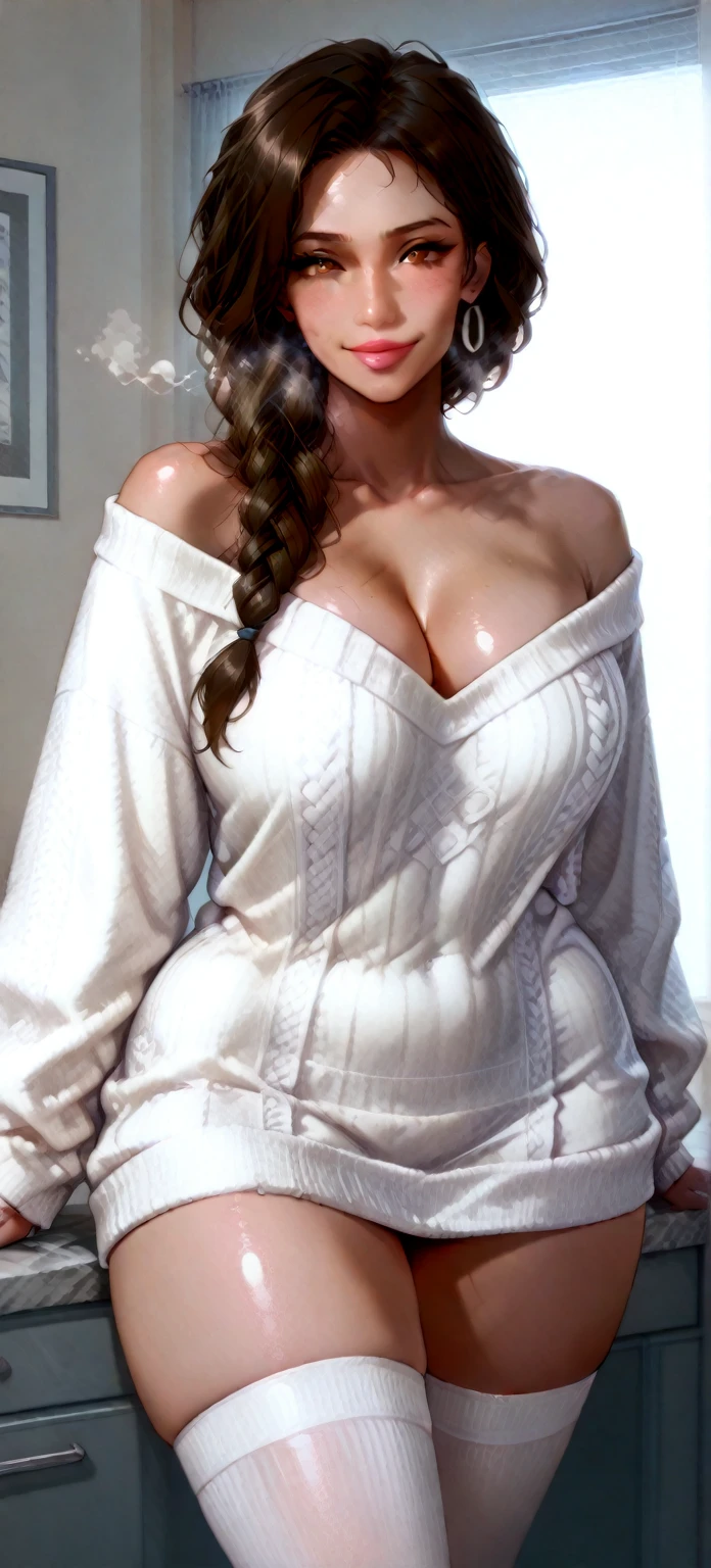 Woman 30 years old (Peta Jensen pov), short red hair, nurse nurse, tight white clothing, bloomed blouse, No buttons, without bra, without bra, beautiful huge breasts, wet and soft, facing the window, face looking at the window, arms and hands resting on the leg, foreground, penetrating and sensual look, fiery and lascivious wanting more, slightly wide hips, big ass showing, Her dress was very short, leaving her ass exposed., outside INFORMATION