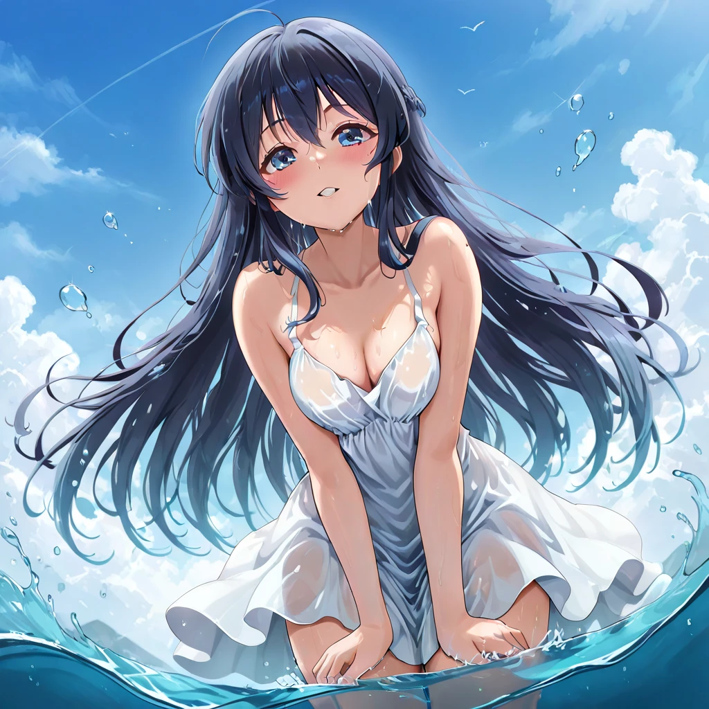 dull bangs,long eyelashes,masterpiece, highest quality, 1 girl, Are standing, looking at the viewer, blonde, blue eyes, closed mouth, white background, (Urgent 1:0.7) ,black hair、,naked, 光沢のあるnipple、(masterpiece),(highest quality:1.0), (ultra high resolution:1.0), Detail view, 8k, anime, masterpiece, brown eyes、nipple、provocative look red wavy hair very big breasts Fair skin highly detailed chest very fine eyes beautiful starry sky、grassland、,grasslandの背景、blue sky、show off your chest、spread your legs、saliva'enchanting smile,Ahegao, Sweat, roll your eyes,揺れる胸 太もも上部 夜の暗い黒の背景の火花 ビューアを下から見る apstyle3 apstylemasterpiecehighest qualityの詳細な目,