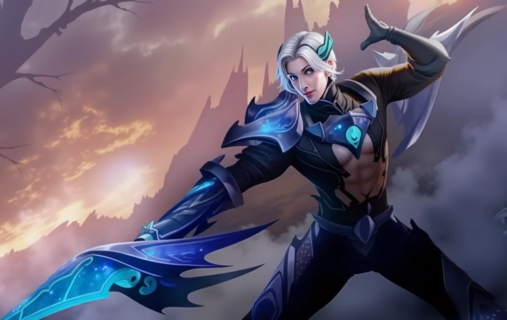 A man with a sword and a green light in his hand, amazing portrait of viego, Splash Art, 《league of legend》Foyego, by Yang J, League of Legends character, league of legends arcane, Riven, League of Legends concept art, league of legends character art, chaos nightmare ❄️ amour venom, iconic character splash art, arcane league of legends