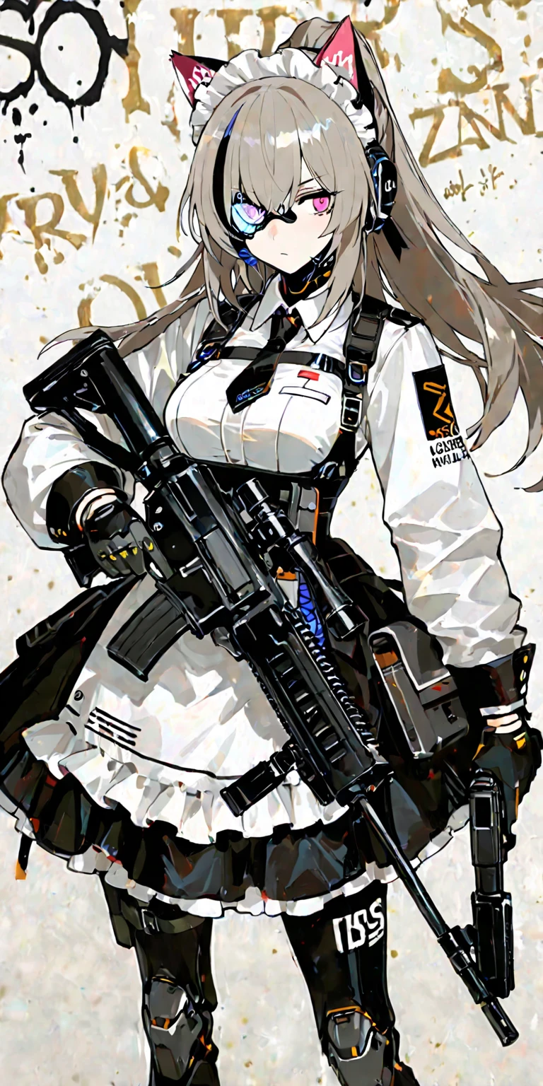 hermosa joven en una armadura guerrera femenina futurista(Cyborg neon armor), Soviet style poster, Cartel de la URSS, pistolas y espadas en el fondo, Mechanical warfare in the background, Clima soleado, anime, manga graphics, colores oscuros, Offset printing, High detail, poster, 8k, Disco duro, Cmyk, feliz, Natural lighting --q 2 --ar 9:16,Oni Demon Mask