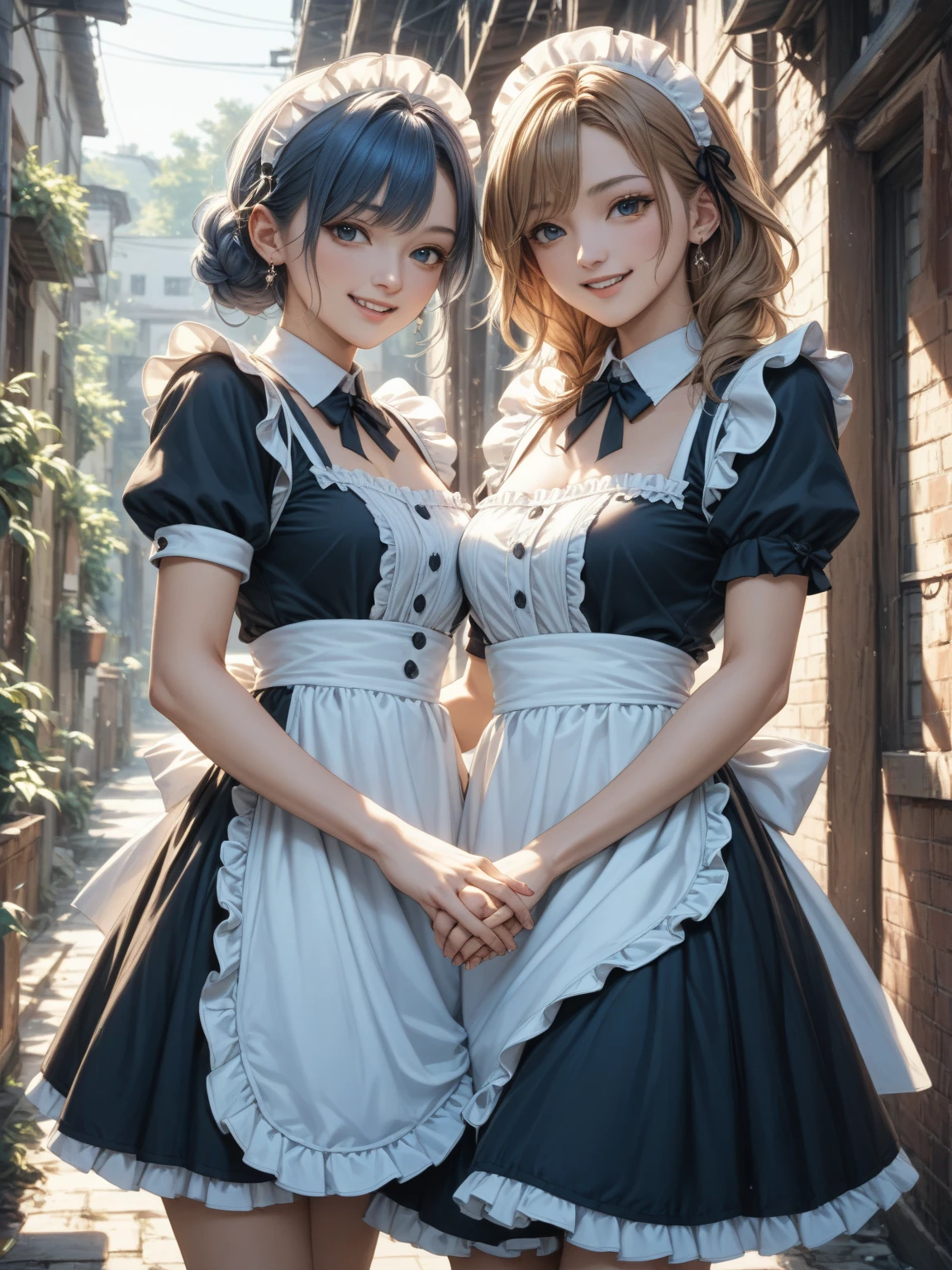 SFW, (Extremely Detailed((Kawaii Maid Group in a row:1.37))), Childish perfect face, Reflective Eyes, Detailed(Delicate Clothing textures), Dynamic Joyful Expressions LifeLike Rendering, (Specular Reflection:0.2), TopQuality 8K Ultra-detailed masterpiece (ProfessionalPhoto:1.37), (Acutance:0.8), (Luminism:1.28), (Renaissance art style), (Light particles:0.75), (Muscle:-0.5), ((Full body from side)) skirtlift