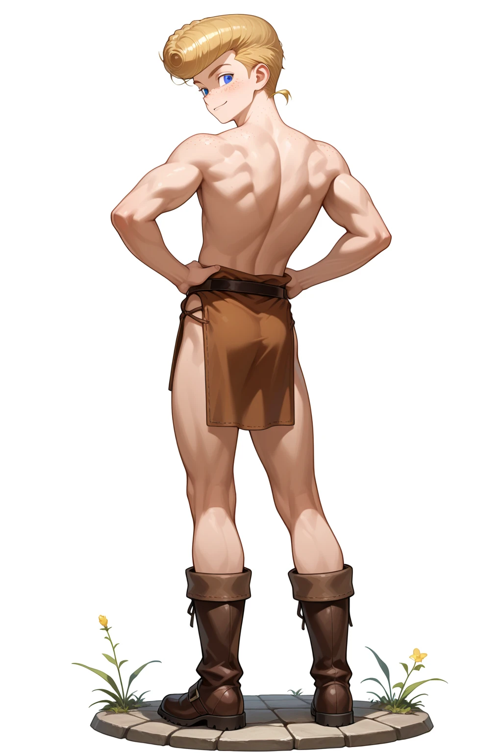  women,Completely naked, flat chest,muscular,Holding a weapon in hand,In town