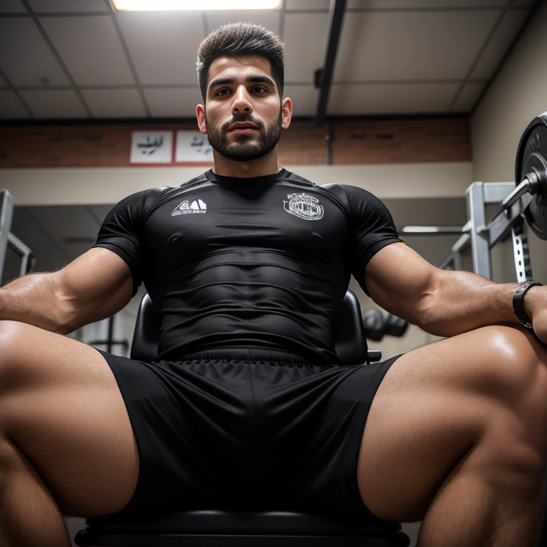Handsome indian 38 years old GURJAR school physical teacher with football soccer shoes, head to thighs standing in school toilet with spread legs,  hd, realistic, photo by Nikon camera 