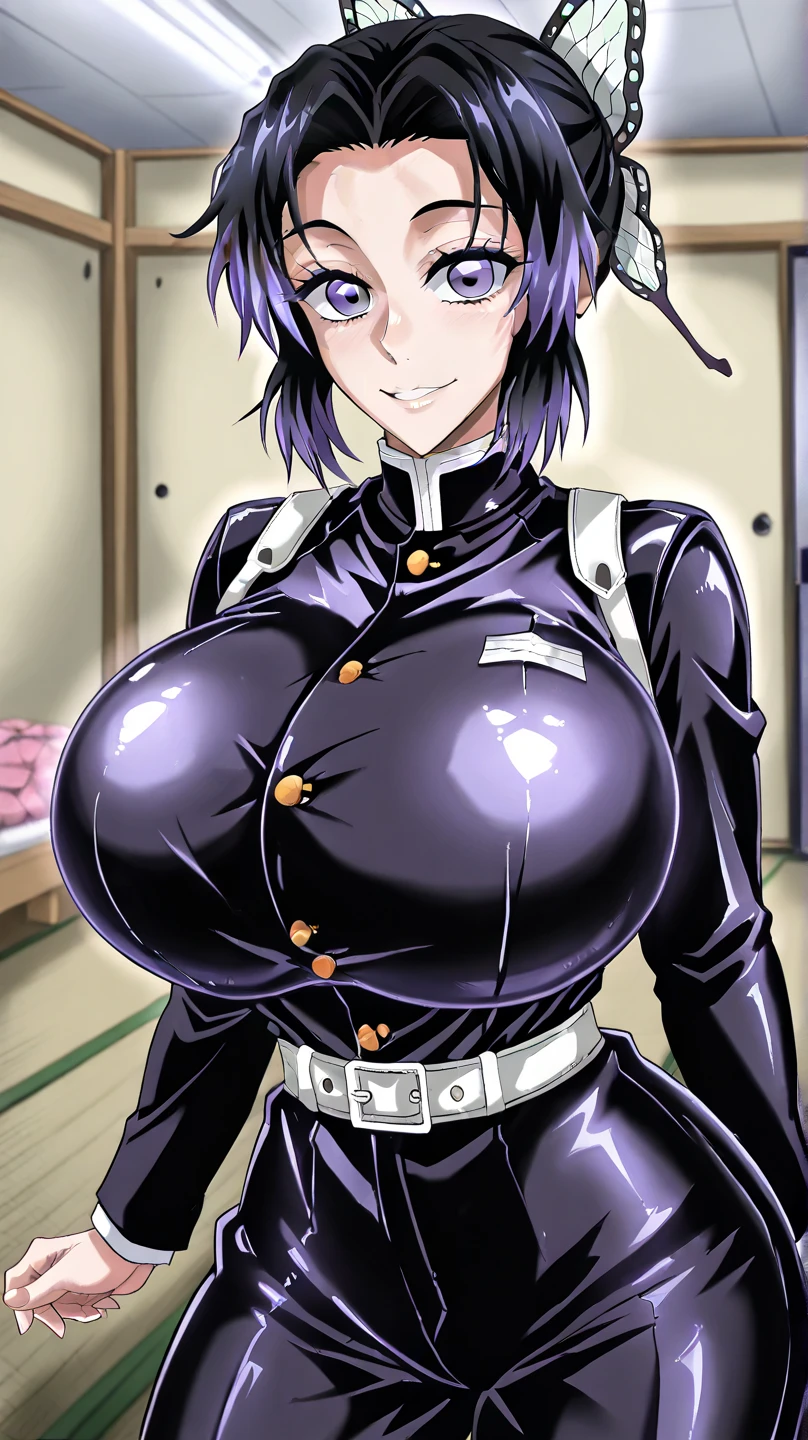 score_9, score_8_up, source_アニメ,Kugisaki Nobara XL,very Big Breasts,((1girl)),White background,shiny skin,leotard,latex,gloves,front view,Heavy breathing,empty eye,Expressionless,Erect nipples,cameltoe