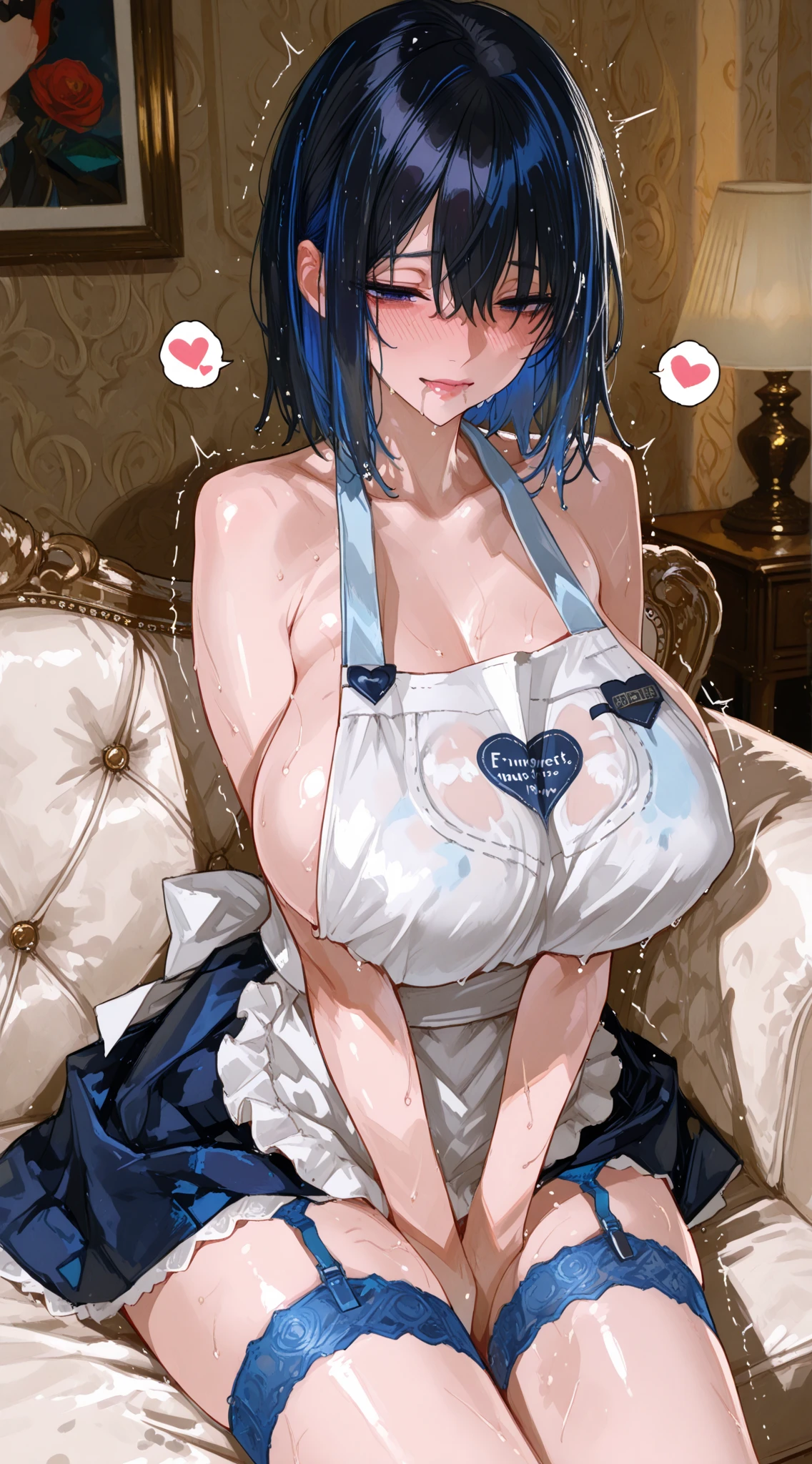 G-Cup Rem from Re:Zero masterpiece highest quality High resolution Big Breasts sexy Sexual Nipples sexy Adult female pink black white Glaring eyes SEX Sexual activity Bunny costume Titty fuck breasts on tray no panties blushing embarrassing rubbing my own breasts
