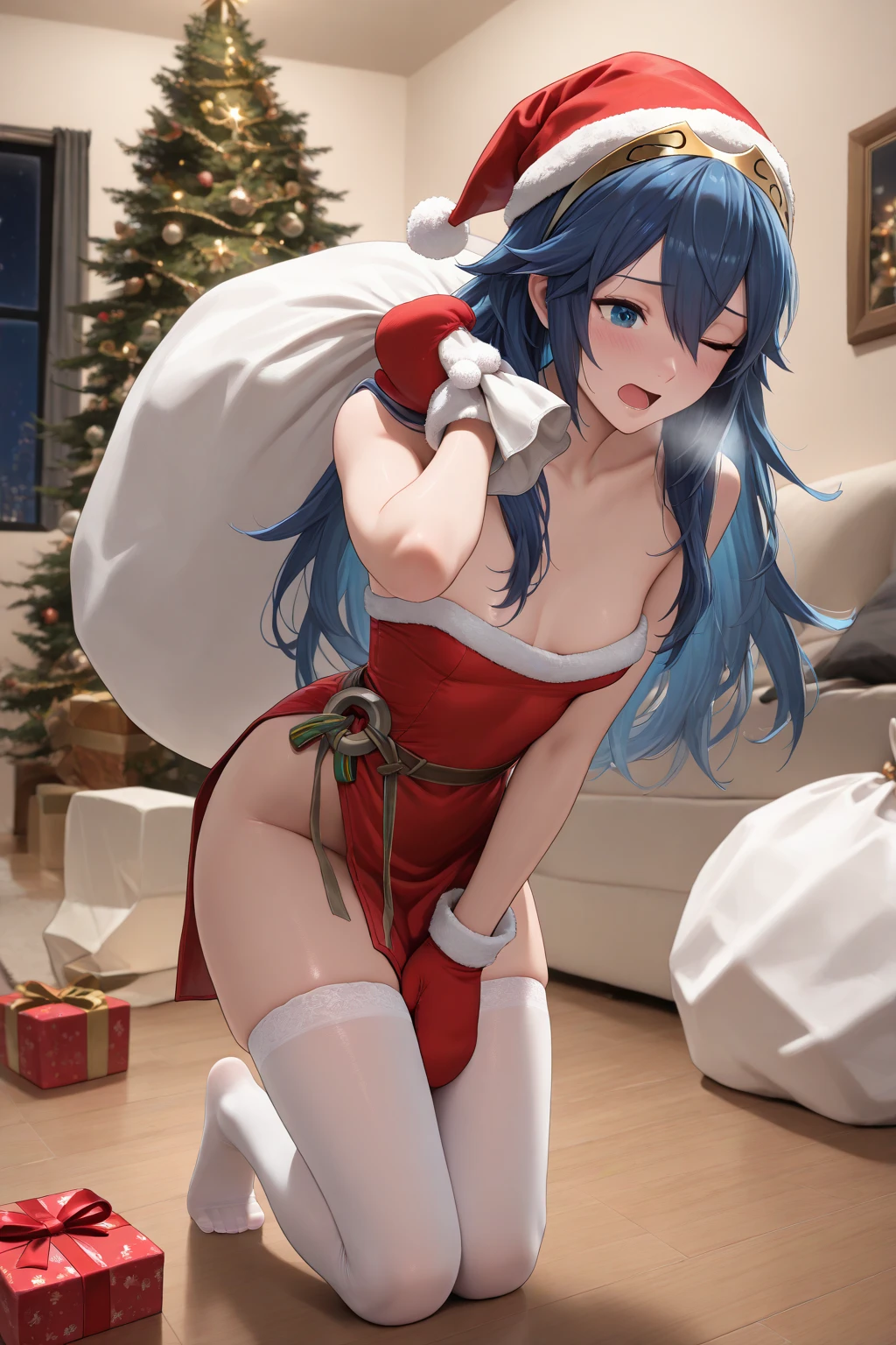 Sakimi-chan, (Ganyu /genshim impact)/, a girl with 18 years old, (santa dress), (Jack-o pose Hardcore sex), (Ohegao face),