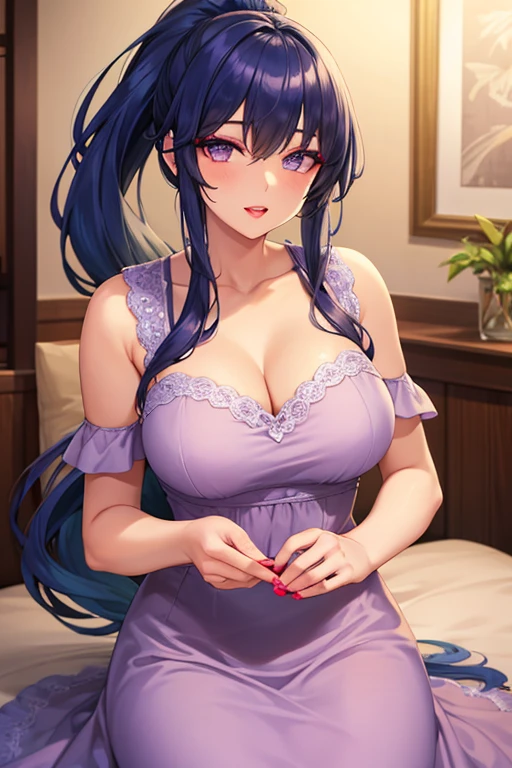 A woman with big ，Beauty，female pervert，White long hair，Gemstone Necklace，Jeweled Evening Dress，weak，Sexy，Color，Show the chest，lactation，Lying in bed，