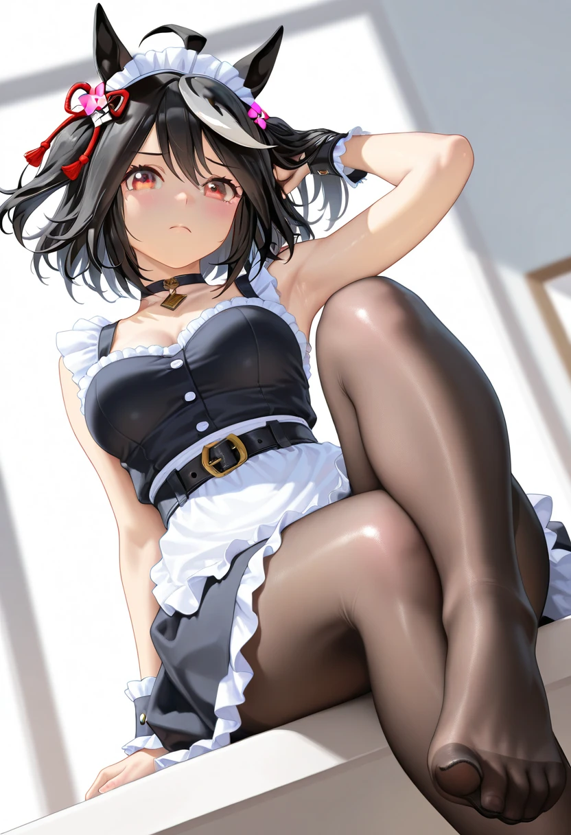 idoly， tmasterpiece， top-quality， beauitful face， absurderes， HDR， （cowboy lens， White ruffled lace mini dress， white collar， White ruffled cuffs， Particle： 1.5）， （blooms， with light glowing： 1.4）， （ssmile）， （Short blonde hair， Yellow eyes： 1.7）， Sharp focus， realisticlying， A high resolution， best detail， ultra - detailed， Detailed face and eyes， Sharp pupils， realistic pupil， tack sharp focus， Radiant skin， （black corset： 1）， （dark studio， deep dark background：1.5），edge lit，Dynamic and cinematic lighting，（（（Skirt lift：1.3））），（（White panties visible））），（pantiess，semi transparent）（Female genital organs are visible to the naked eye）（Female genital outflow，Translucent milk-white liquid）（Along the female genital organs，Flowing underground）