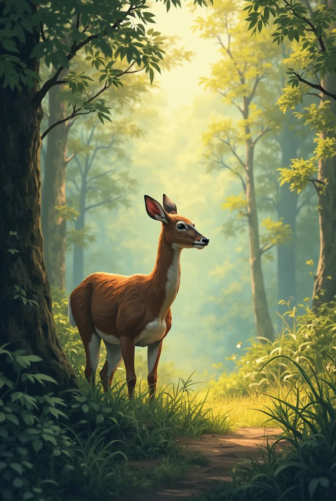 digital painting, deer, masterpiece, high quality, 4k, 8k, exquisite detail, high detail