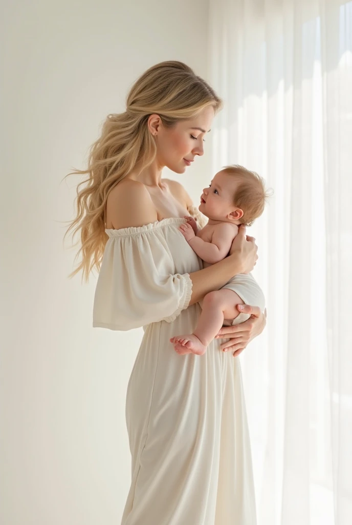 Pregnant women、Caucasian、Blonde、Maternity Dresses、Sleep in bed