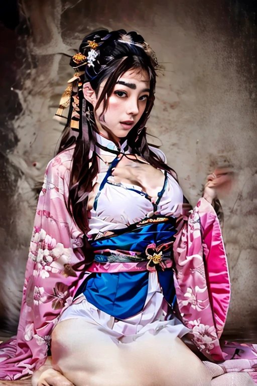 ((The background is the village of Shinobi:1.5)、Female ninja training in the village)、(Realistic、Like a photograph、Live Action、8k, Photorealistic, RAW Photos, Best image quality: 1.4), Single-lens reflex camera、RAW Photos, highest quality, Realistic, Highly detailed CG Unity 8k wallpaper, Written boundary depth, Cinematic Light, Lens flare, Ray Tracing, Realistic background、((waso:1.5、ninjya:1.3、kunoichi:1.4)、Sexy Ninja:1.37、Get into a fighting stance:1.3、Ninjutsu activation:1.2、Trained abdominal muscles、Big Breasts)、Grey Hair、short hair、Standing in the village、Night Village、((Ultra-dense skin))、 1 girl,Cute Kunoichi、((whole body:1.5),Looking at the audience:1.1、Glare、I like that style、Pay attention to the details、The perfect outfit、(White skin)、An accurate portrait、Accurate Arm、Accurate feet、Beautiful legs、Precise thighs、Anatomically correct body、View from behind