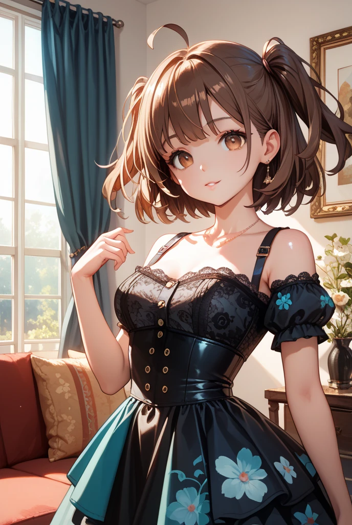 ((masterpiece)), ((highest quality)), (Super detailed), ((cute)), cute, (Lovely), ((sexy)), (device), ((very detailed)), 4k, (8K), highest quality, (beautiful), anime style, dynamic angle, 1 girl,Kujuku8 Bridge, brown short hair(I&#39;I am wearing a headband)、brown eyes、thin、sexy、bedroom background、beautiful breasts、H cup breasts、full nude、I could see the whole body、blush、seductive posture、courtship actions、beautiful breasts、sleep on your back、legs open、A face in heat、I'm dripping with my mouth open and my tongue out、spread your legs, raise your legs