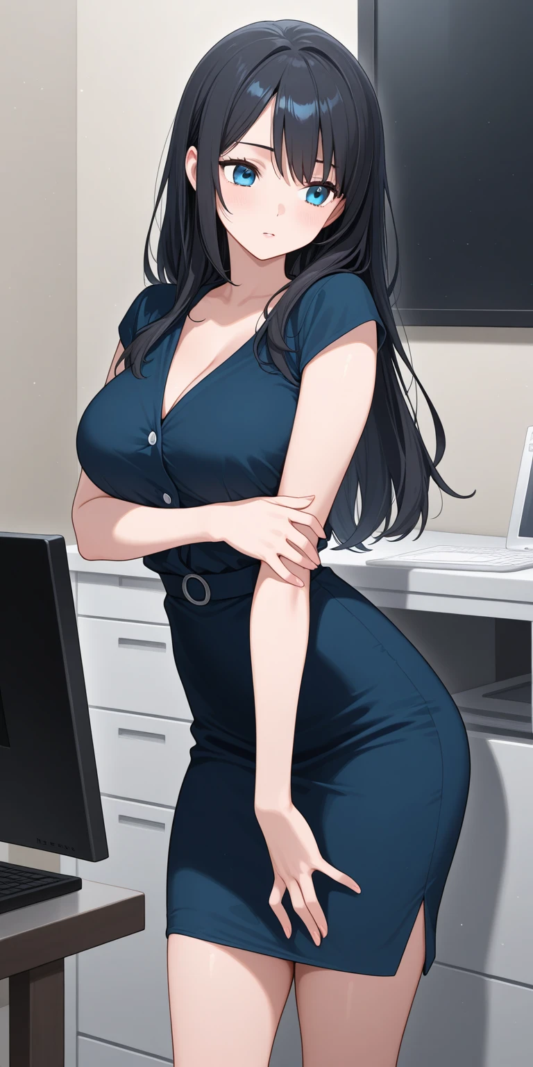 1 Girl，single，Long hair，Bangs，Brown hair，Black Hair，Long sleeve，dress，Jewelry，Shut up，Upper body，Lateral hair，earrings，indoor，钝Bangs，black eyes，Lips，looking off to the side，window，crown