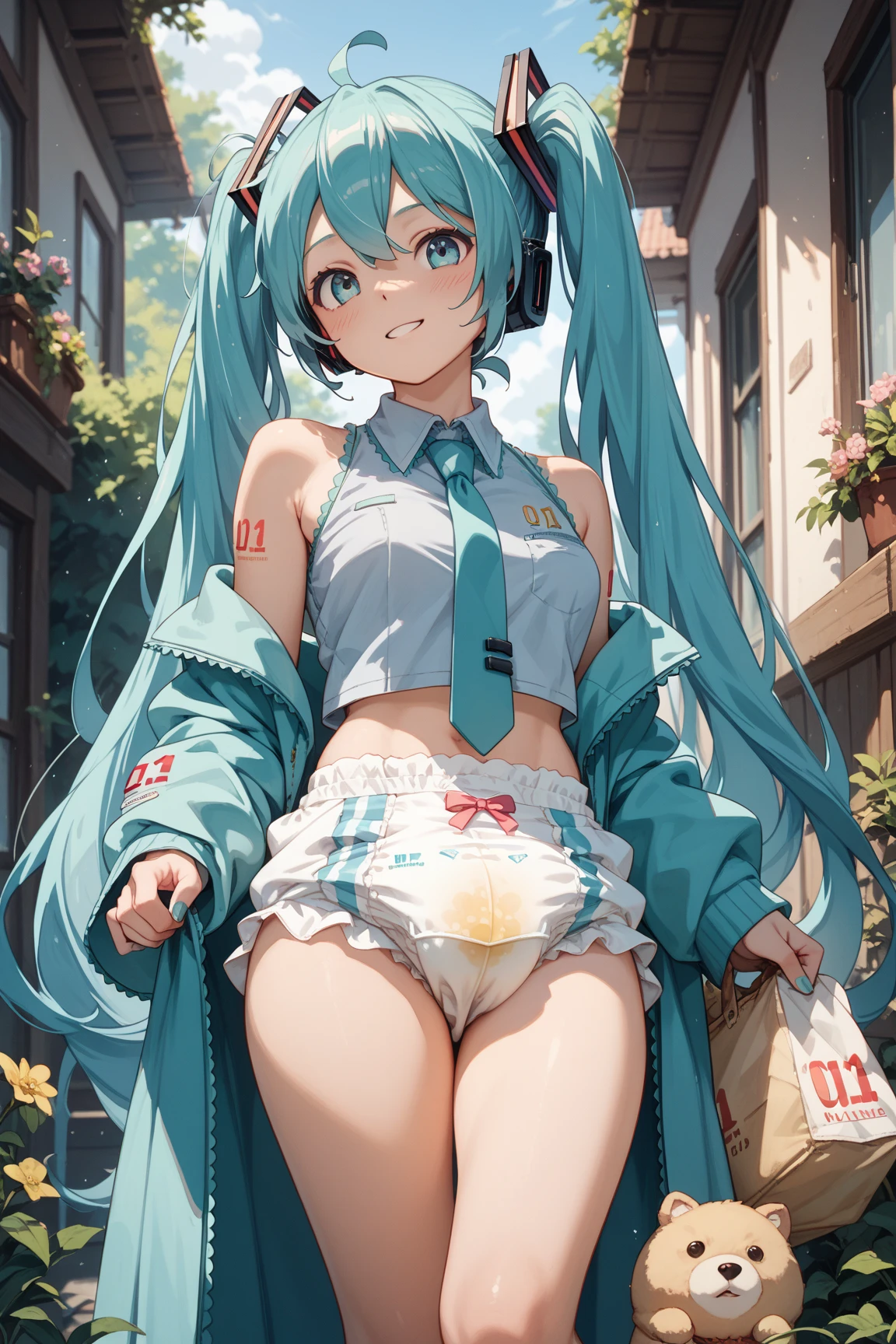 1 girl、belly button、Put your arms behind your back、No underwear