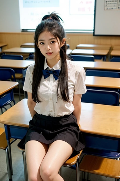 ((Highest quality)), ((masterpiece)), (Familiar), Perfect Face,Japanese,18-year-old,girl,cute,(Primary school students:110%),Private elementary school,uniform,Short sleeve blouse,Checked mini skirt,school bag,In the classroom,(Top-down angle or (upskirt:40%)),(skirt lift:50%) & (Checkered skirt or (Shaved pussy:95%)),(世界で一番cutegirl:1.1),(Sometimes nipples pumping:60%),(school bag:100%),(Licking the cum:20%),(Masturbation by playing with nipples or vagina:100%)