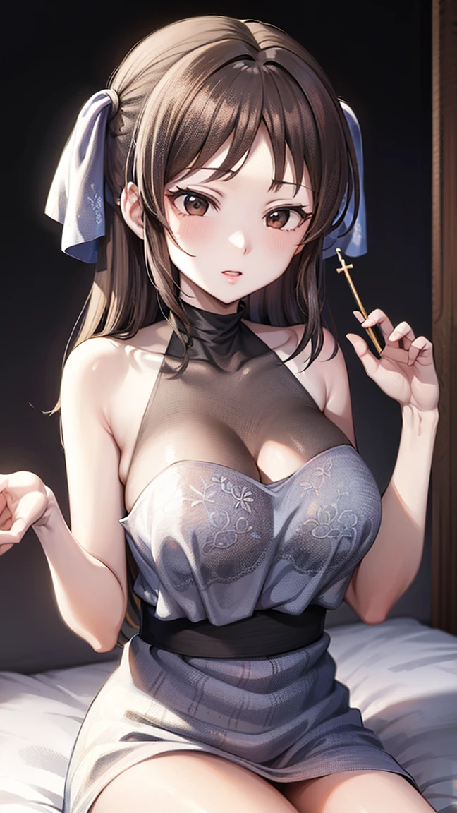 (masterpiece, best quality: 1.2), traditional Chinese ink painting, A cute 18 year old prostitute with gigantic breasts, sexy white lace , Oversized dress :1.5, Couch, Ultra-detailed face, Detailed eyes, Double eyelid, sfw , evil smile:1.4 ,emphasizing slender abs :1.3, holding a knife:1.5