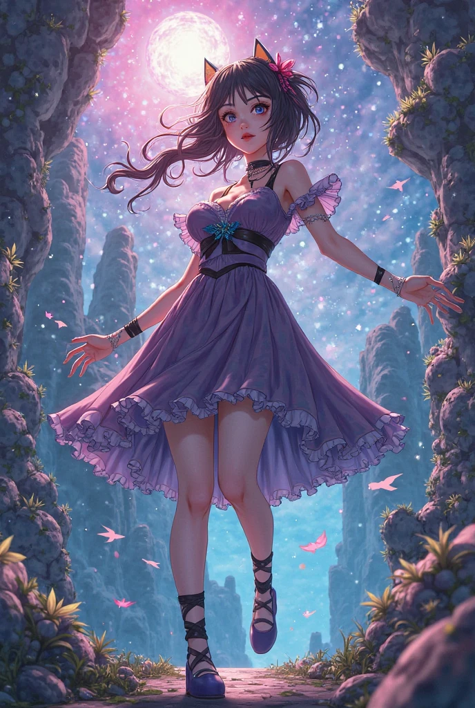 ((best quality)) , ((masterpiece)) , (detailed),1girl,(((female police officer))), spitting in the mountain ditch,((full body)),((Beautiful butterflies in detail)),((Beautiful stars in detail)),(((halter dress ))),particle,(Starry sky in beautiful detail),(Hazy fog),(Ruins of beautiful details),(((Standing on the surface of the sea)))