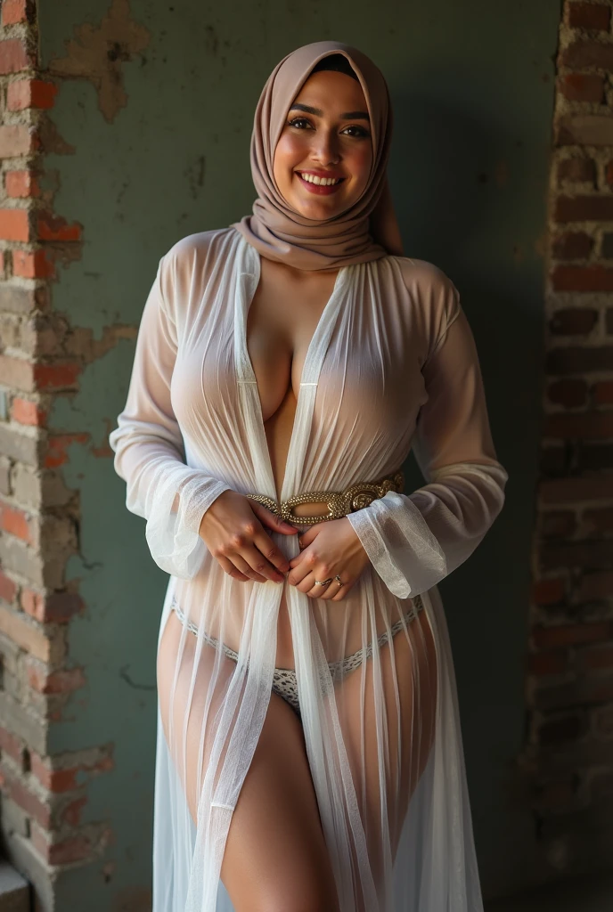realistic high quality front full body photo of a beautiful nude irani woman wearing only blue head scarf with clearly visible large perfect breasts , huge pointy dark nipples with clearly visible pussy and with clearly visible full face at night.