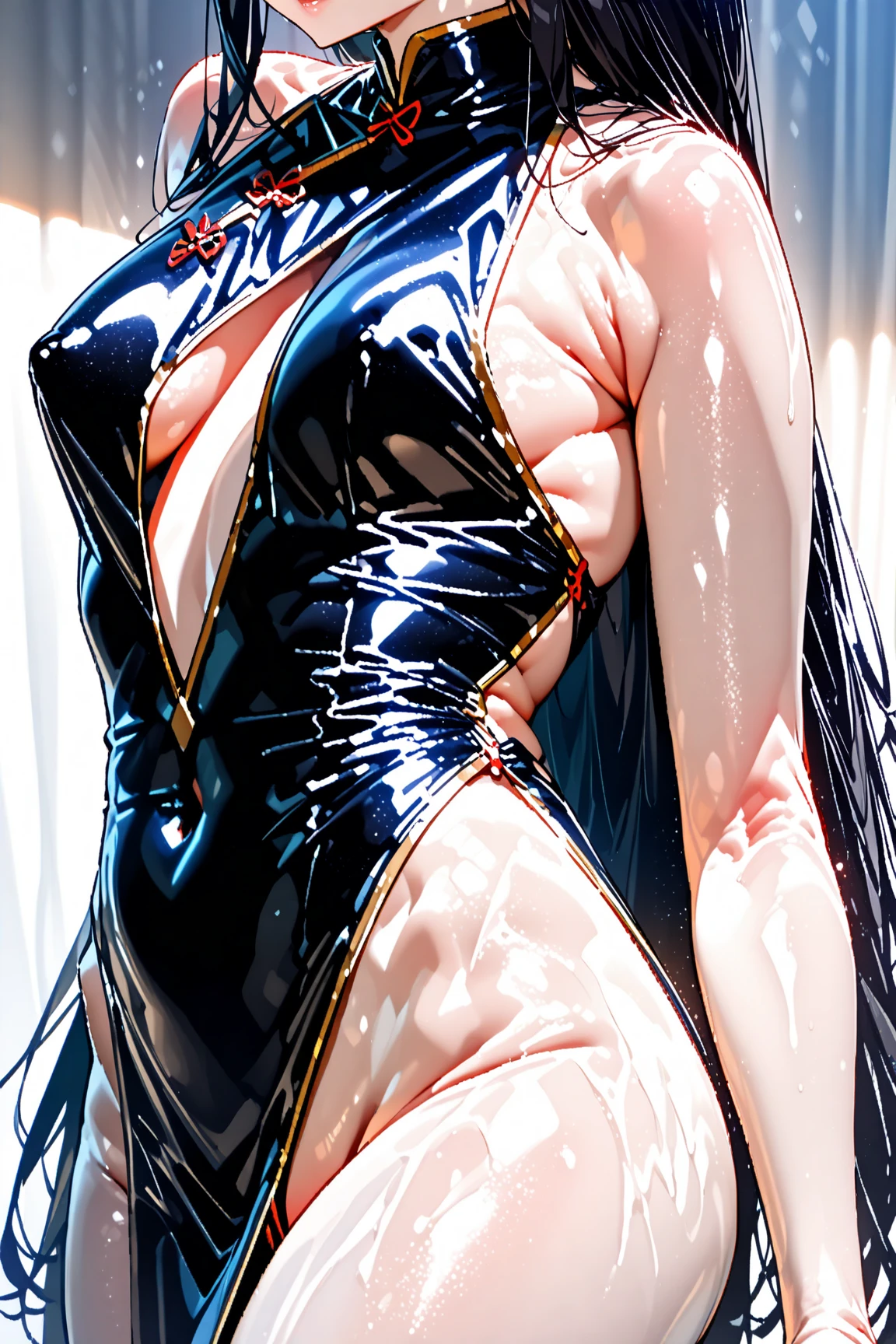 a beautiful woman with an extremely large butt, detailed anal, a woman with extremely large breasts, detailed vagina, detailed face, realistic, 8k, high quality, intricate details, volumetric lighting, elegant, mystical, fantasy, dreamlike, warm colors, glowing skin, subtle shimmering, flowing hair, dramatic pose, detailed jewelry, detailed clothing folds, delicate hands, complex background, detailed environment, digital painting
