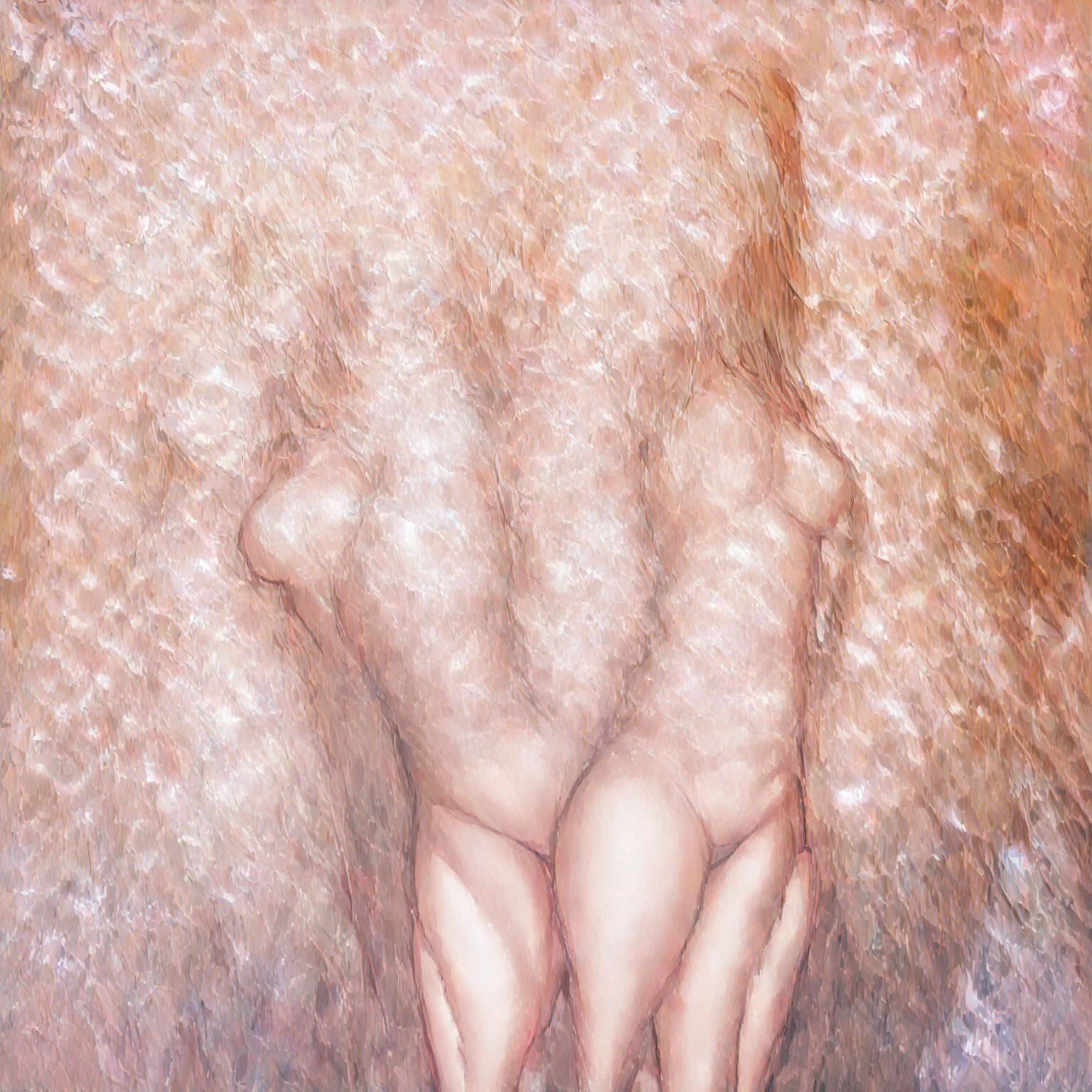 Anatomically correct drawn face, pointy breast, arms, legs, ass, trunk, neck, pelvis, butt, body. Masterpiece high contrast oil painting in Visible heavy  oil colors brushwork of the most beautiful female on Earth nude sunbathing lying on side naked on beach, strong Impressionist brush marks, impasto, elegant composition. Seen from lateral. Complete body visible. Beautiful proportioned superb entire figure visible. Beautiful face.