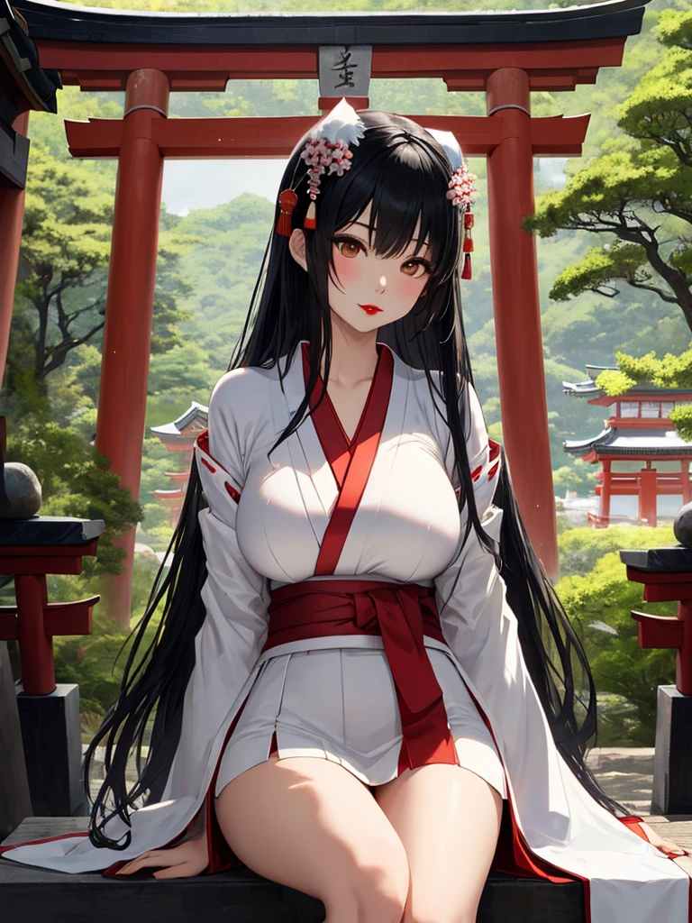 Masterpiece, realistic, highest quality, full body, black long hair, ((((Beautiful and sexy snow woman)))), (Beautiful snow woman from old tales)))), (Japan white kimono and white obi with long red sleeves fluttering only the obi hanging, face pointing downward and narrowed eyes looking up at the viewer)), (((Black hair with snowflake hair ornament and snowman hair fastening)), 20 years old, ((((Snowstorm Snowfield)))), (( No headgear))), photorealistic, blur background, bare feet, thighs, barefoot