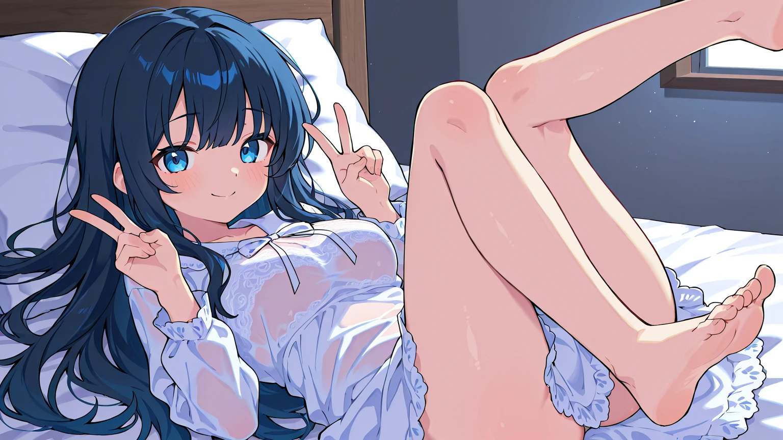 ((masterpiece)), ((best quality)), (ultra-detailed), on the bed, a cute girl, 1girl, solo, underwear00, ((beautiful eyes)), smile
