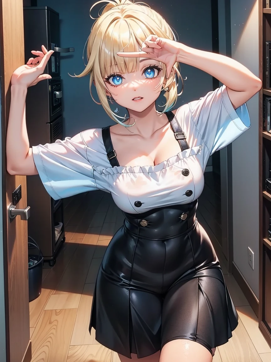 (best quality, 4k, 8k, highres, masterpiece:1.2),
ultra-detailed,
detailed face,
detailed lips and eyes,
attractive appearance,
expressive face,
anime style,
BREAK
Valerie the Thief beautiful caucasian woman with messy wavy (shoulder length:1.3) blonde hair,
(age 23 years old),
((big eyes)),
(brown eyes:1.4),
brown eyebrows,
fair skin,
lean and athletic,
short female,
BREAK
detailed perfect fingers,
perfect hands,
detailed perfect face,
intense blushing,
open mouth,
smirk,
arrogant caring slightly shy and slutty expression,
(solo:1.2),
BREAK
Fencing Champion Costume,
Step into the role of a skilled and elegant fencing champion with this costume,
Start with a white fencing jacket or blouse paired with fitted white fencing pants or leggings,
Add a traditional fencing mask and gloves to complete the protective gear ensemble,
Accentuate the look with a colored fencing jacket or vest to represent your team or country,
BREAK
Incorporate metallic or foil-like accents, such as metallic trim or buttons, to evoke the fencing equipment's aesthetic,
Carry a prop fencing foil or épée to complete the outfit, Rapier, Foil, Sabre,
With this costume, you'll exude confidence and prowess as a fencing champion,
BREAK
(undressing:1.6),
(off shoulder top:1.6),
shirt_pull,
sports bra,
focus on breasts, shirt lift, (half undress:1.6),
BREAK
(sad:1.0), (angry:1.2), (blush:1.0), (badmood:1.2), (unamused:1.1), (open mouth:0.9), (seductive smile:0.8), :o, (embarrassed), staring, disgusted eyes, flustered,
BREAK
masterpiece background, well-organized composition, Amazing,
locker room,
alluring diverse and dynamic poses,
ray tracing,
sunshine beam through window.