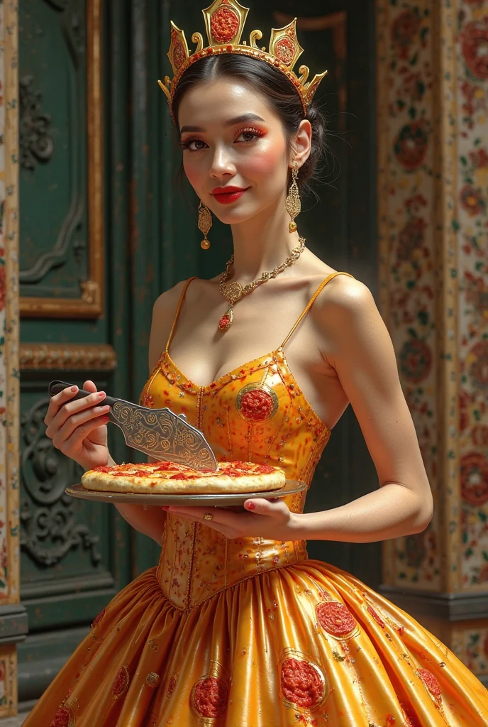 <lora:croissantstyle:0.5>, woman wearing CroissantStyle ball gown || masterpiece, perfect quality, sharp focus, shallow depth of field, 8k