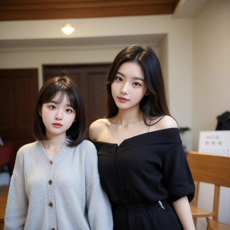 best quality， ultra high resolution， （realistically：1.4），cute hairpin，Baoyu Girl，1 girl,pink long sweater，pink long sweater ，Beautiful woman with slim figure:1.4, abdominal muscles:1.1, (a brown haired one, Medium chest:1.3), pink long sweater, bathroom,Super thin face，exquisite eyes，double eyelids，Smile，necklace