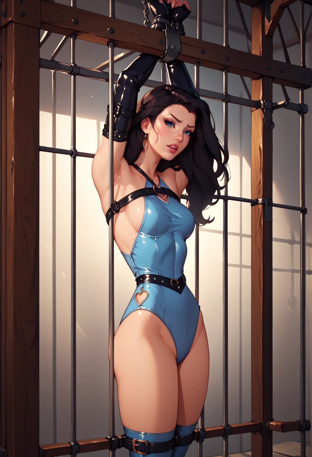 girl,alone,Gray background,Artistic lighting,Beautiful Asian Goddess,Long black hair,Long hair down to the waist,Wavy Hair,eyelash, blue eyes, lipstick, ((Purple bodysuit,Off the shoulder, )),Green sash,thin,(Rope Bondage:1.3),((Cross your arms behind your back)),((hide your arms behind your back)),((Both wrists tied behind the back)),((Poses that make your legs look longer)),Standing with legs spread from side to side,Tied up woman,whole body写真撮影,Sensual look,A look of shame,Expression of pleading,Turn your face away in embarrassment,(Hair blowing in the wind),Graceful features,No sleeve,Mature Woman,Detailed fingers, Perfect hands, Length 180cm,Small face,sweating,Sweat on the face,Soft thighs,Sexy legs,Sexy ass, Cleavage,Open the chest,Smooth thighs and legs,Long, slender legs,((Amazing orgasm)),大きなSexy ass, Wearing high heels, Perfect Body Proportions, Slim waist,Smooth and flat belly,Nipples visible,The areola is protruding,Tight waist,(Long legs:1.5),E cup bust,Thighs open,Huge :1.1,perspective:1.2,Looking at the audience,Character-centric,symmetry diagram,whole body:1.5,From below:1.1,Abdominal shot