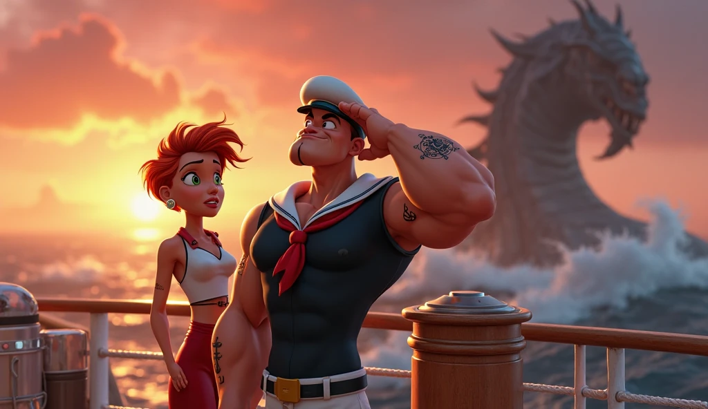 POPEYE THE SAILOR VS BLUTO. EVERYTHING FOR A WOMAN CALLED OLIVA. THE FIGHT BREAKS OUT IN THE LARGEST SEA IN THE WORLD