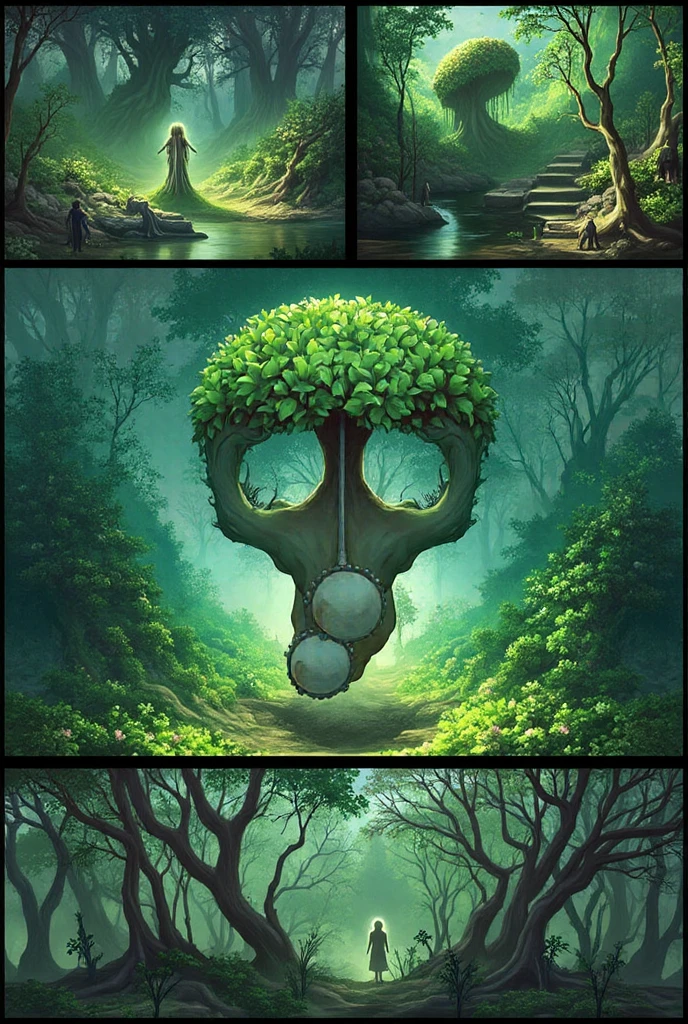 Treeback, creature, trees, on back, on fourth, birds, squirrel, skull, 3d, mountain background, <lora:Treeback:1>, colorful