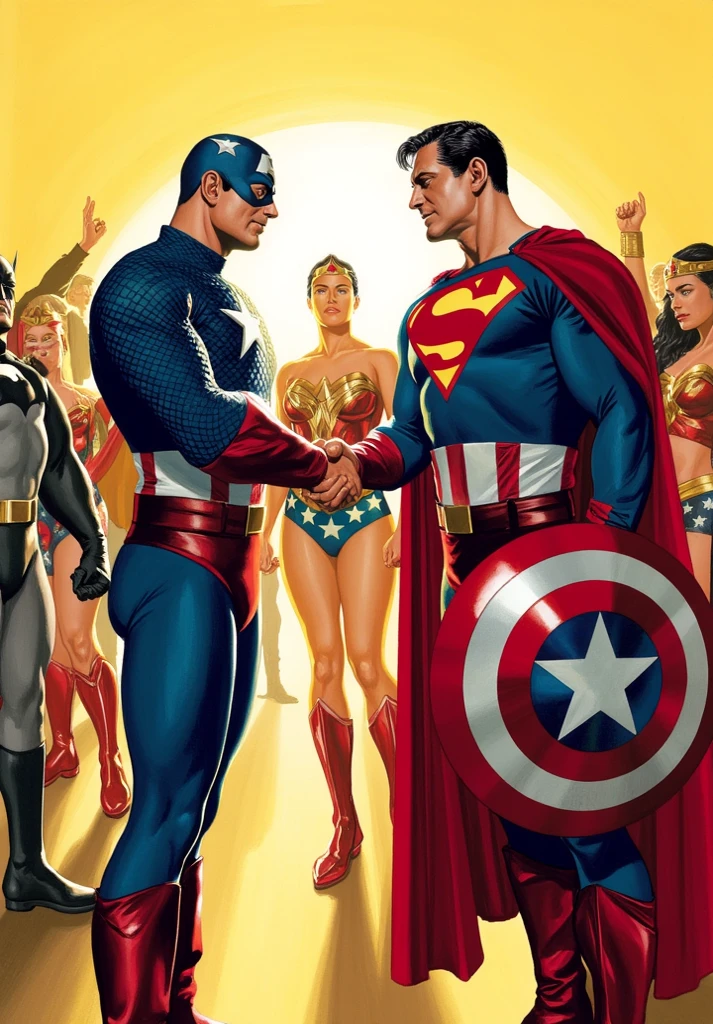1960’s style comic book cover showing donald trump and  elon musk dressed as patriotic American superheroes —ar 5:8