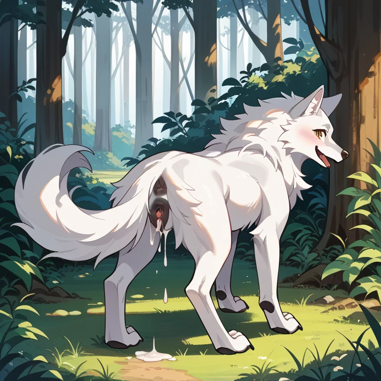 score_9, score_8_up, score_7_up, score_6_up, score_5_up, score_4_up, (furry, anthro), male, adult, nude, athletic, pecs, abs, small waist, tall, white fox, white fur, robot, android, robot white fox, (mechabare:1.2, guro:1.2, amputee), exposed mechanical parts, exposed mechanical component, long white hair, nude, talking, speaking, big blue eyes, hard nipples, erect big white penis with foreskin, erection, white foreskin, leaking precum, sad, sad expression, shock, shock expression, shocked, shocked expression, sitting, sitting on the ground, in the forest, forest background, realistic, realism, photorealistic, photorealism,
