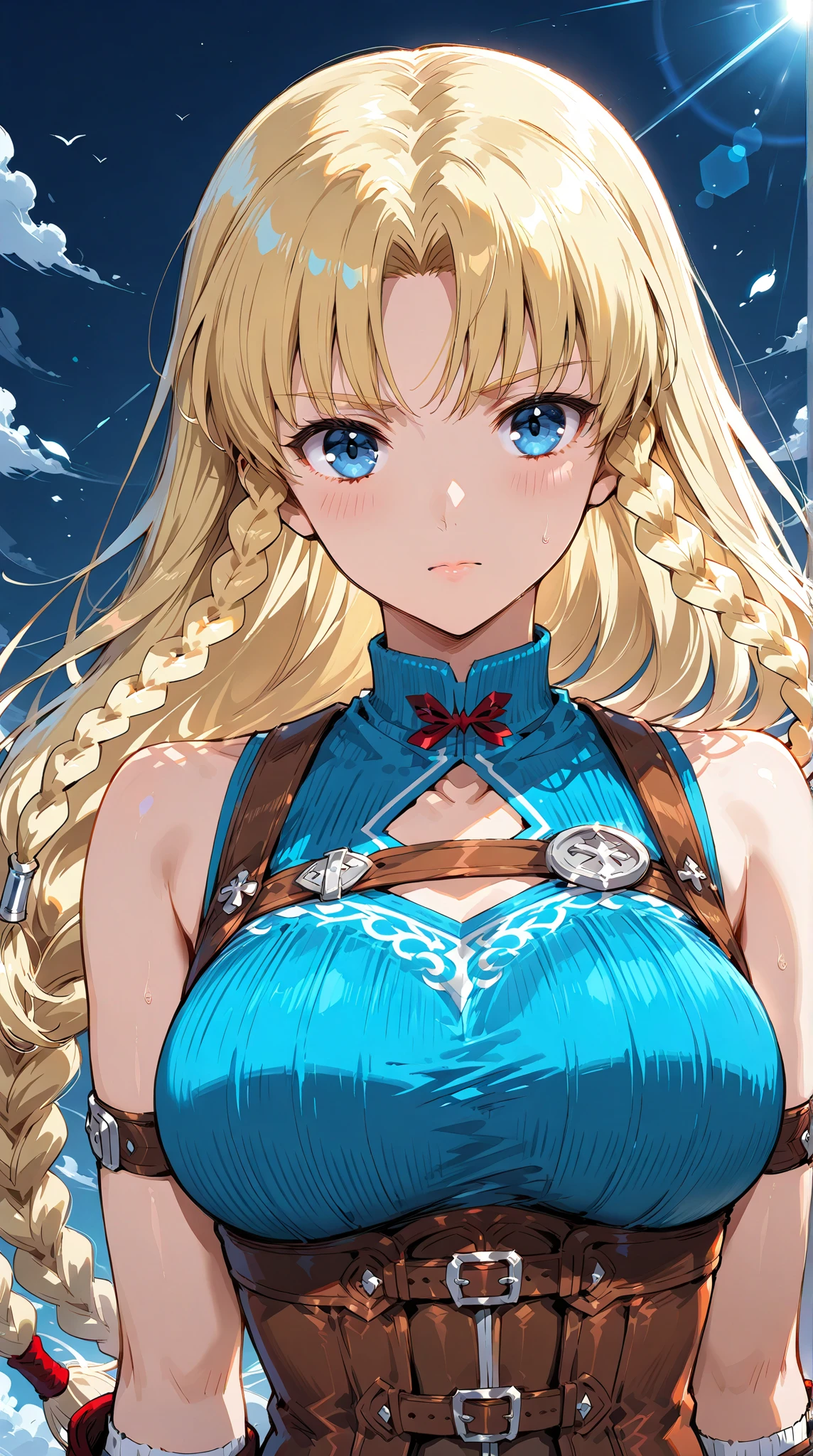 Adventurer blonde female with blue eyes