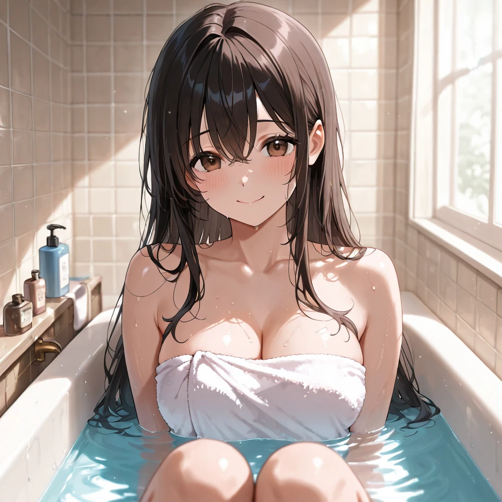 Bunny girl,Cleavage,Raise one leg under the breast:1.5 Bathtub, Fishnet tights,Black school swimsuit,High heels,Embarrassed face,Medium Hair,Straight hair,Video Cover,Spread your legs 180 degrees:1.5,Kneel,Oily skin,Sweat:2.0,Shiny skin,Clear syrup:2.0