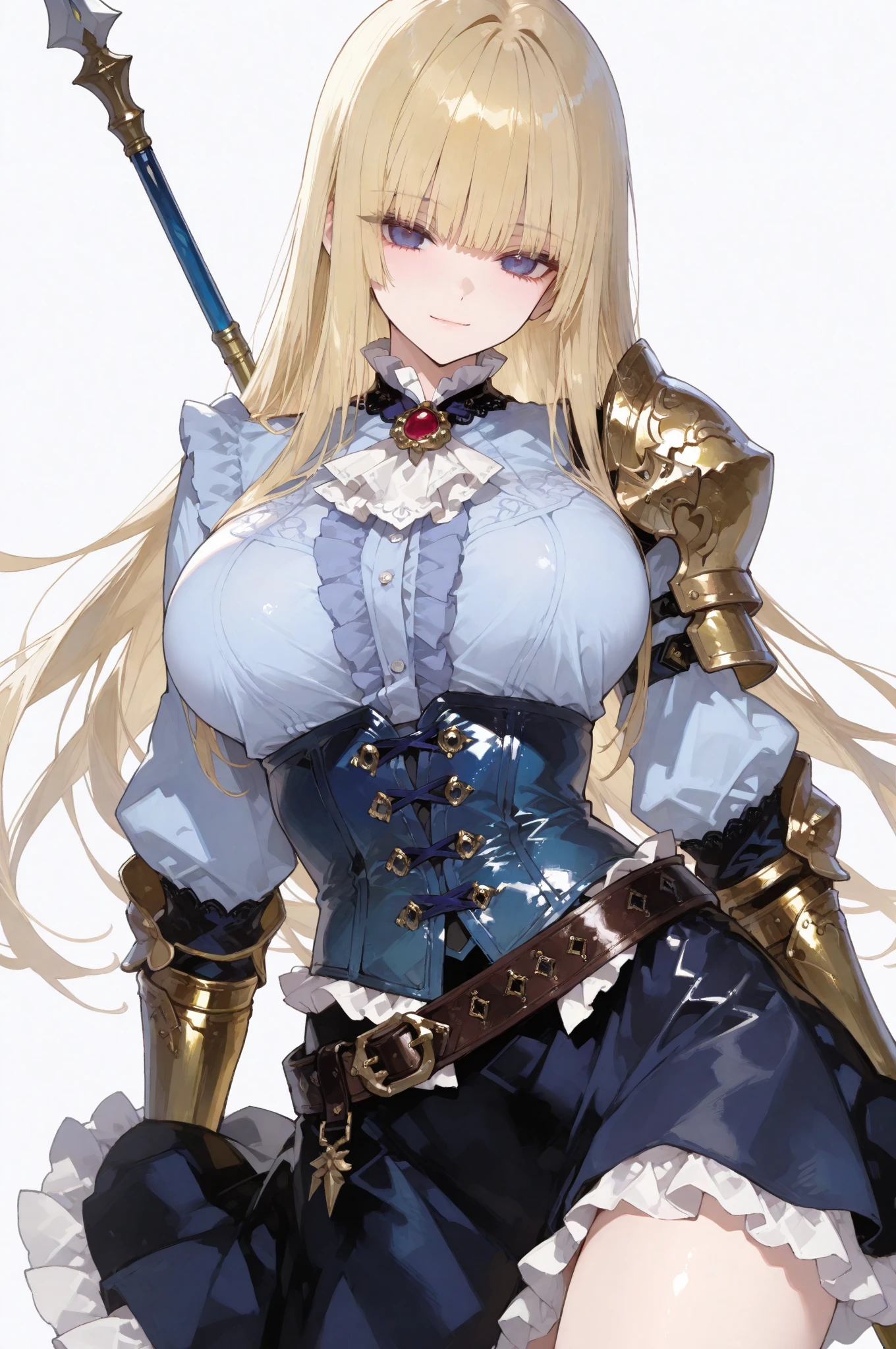 Best quality, masterpiece, ultra high res, (photorealistic:1.4), raw photo, 1girl, offshoulder, in the dark, deep shadow, low key, cold light, green eyes, ((horns)), very long hair, bangs, leather fantasy clothes, demon, big bust, cute face, full body, medieval , (((full body))), silver details, medieval clothes, detailed face, boots, (((magic sword))), shield, belt, bracelets, (((shoulder armor))), elegant, (((furr))), (((crow))), braided hair, silver ornaments, (((perfect face))), blonde hair, masterpiece, long legs