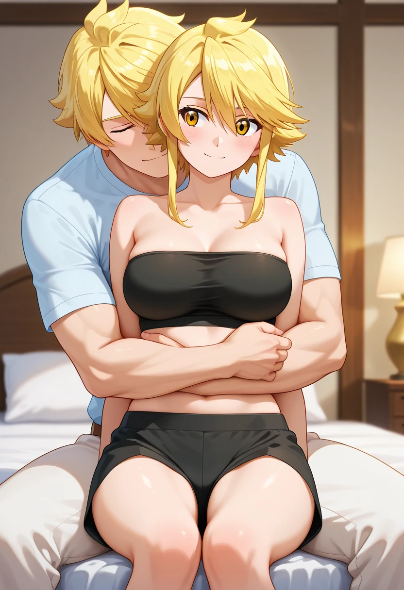 A young blond haired girl having sex with a young blonde haired boy