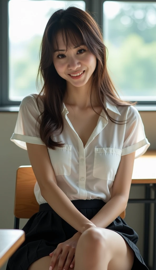 Jasmine, 1girl, solo, realistic, photorealistic, high quality picture, 8k, high resolution, detailed quality, film grain, natural photo, ultrarealistic, (((25-years-old))), ((detailed wrinkles in her face)), FILIPINA, (Background: Thailand), (((SLIM))), ((THIN)), (Slender) ((Jet-black hair)), Light smile, fully clothed, Pose: Sitting, ((sitting along Thailand)), Night time, full shot
