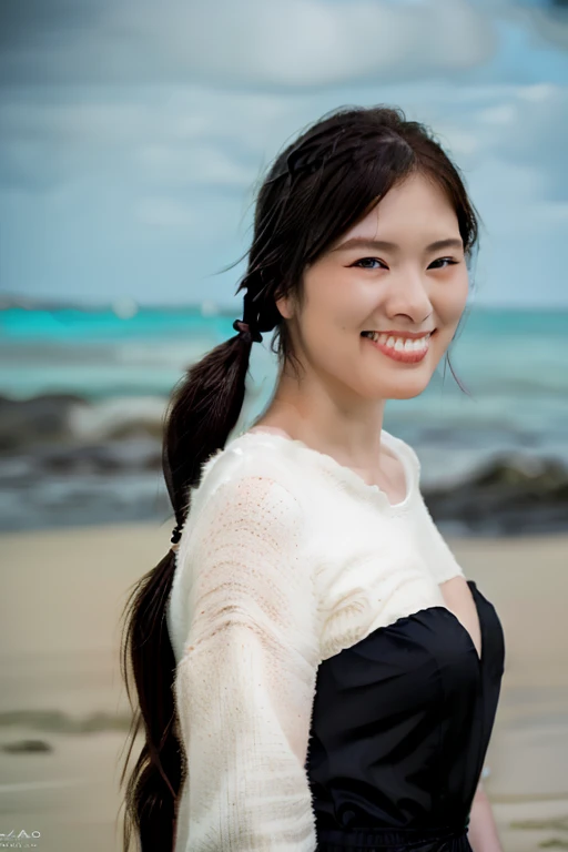 ((masterpiece,Highest quality, detailed)), Cowboy Shot, (One girl:1.2), alone, (Captivating smile:1.3), chest, Are standing, View your viewers, (Ocean:1.3),(Starry Sky:1.3) ,  Erotic