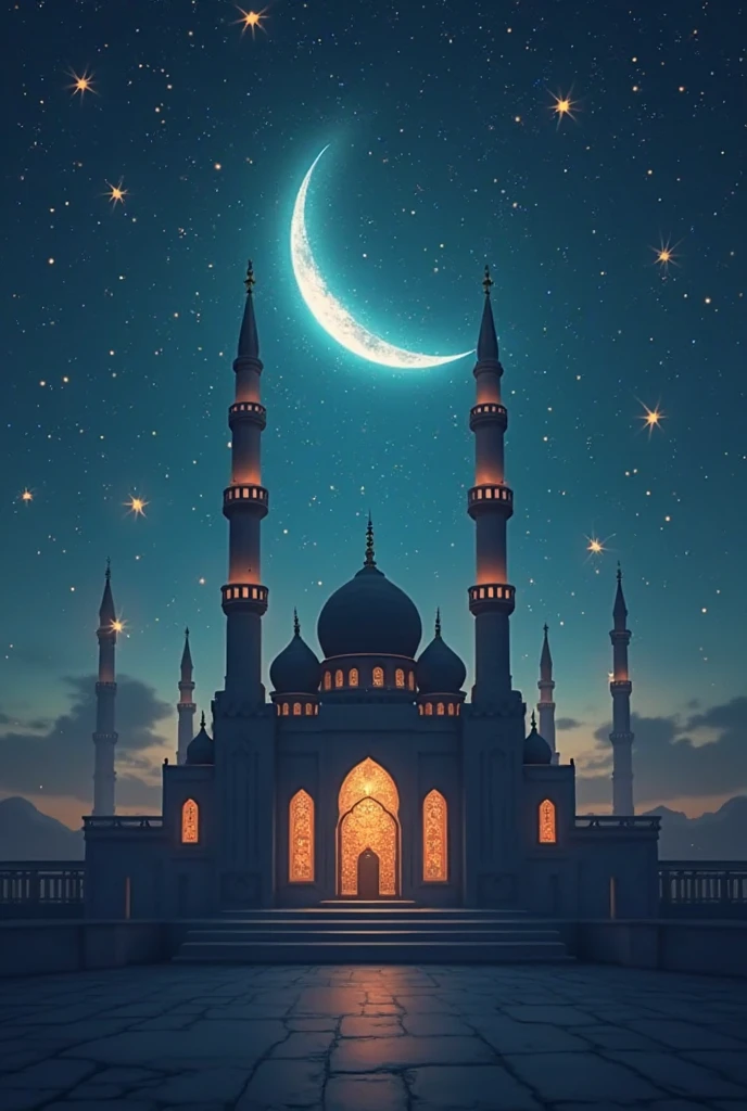 A beautiful mosque and moon behind the mosque. And a text write "Juma Mubarak" at the front
 And left corner write "@gorakhpur_muslim"