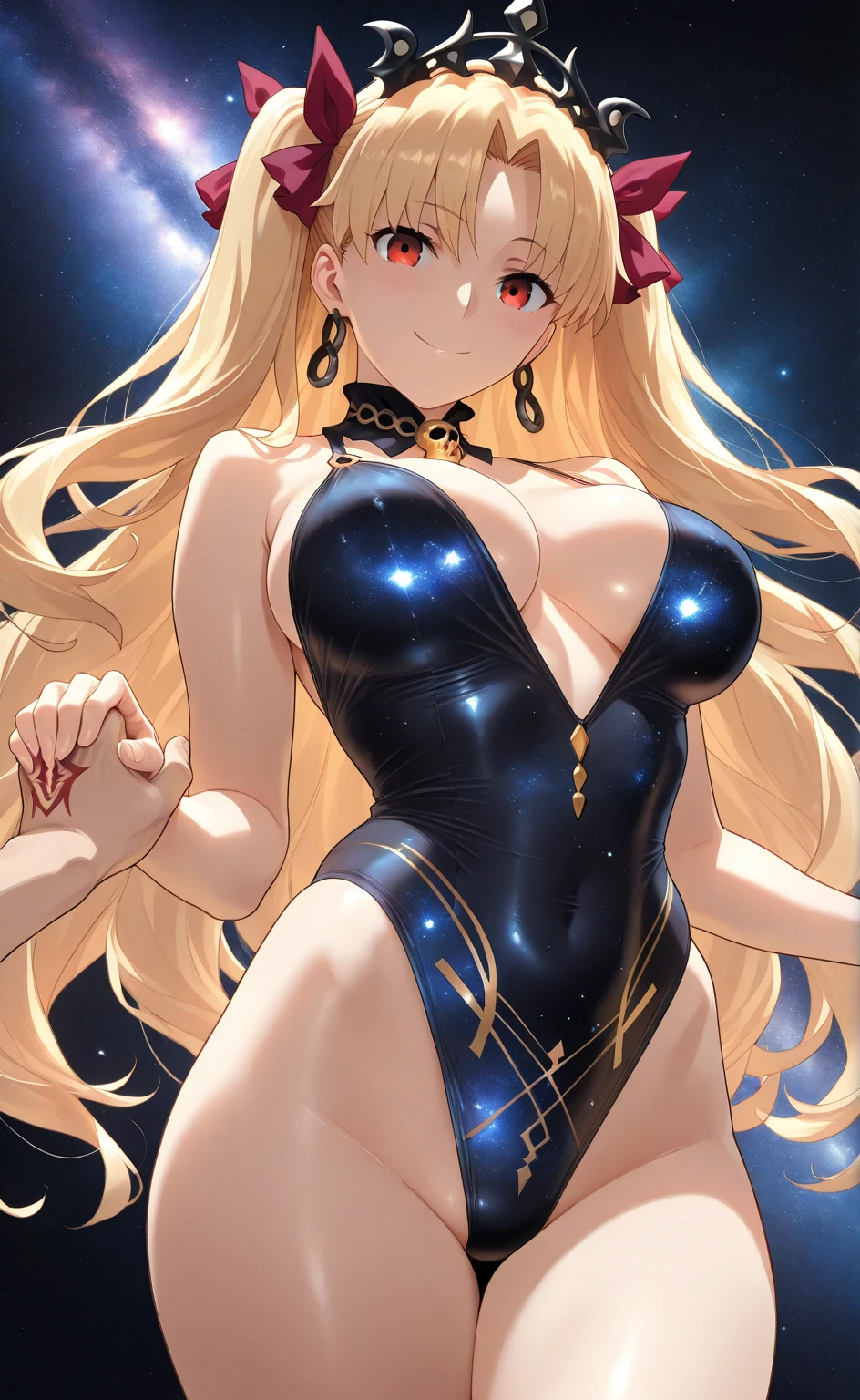 (Adult women:1.5)、Very detailed、highest quality、Best image quality、masterpiece、8k、Anime Face、A kind smile、(Open your mouth:1.3)、Sparkling blue eyes、(Blonde Wavy Hair:1.5)、、Muscles of the whole body、(High leg:1.5)、Thigh belt、(Wearing a leotard:1.5)、(Cowboy Shot:1.5)、SFW Giant、(Put your hands on your hips)