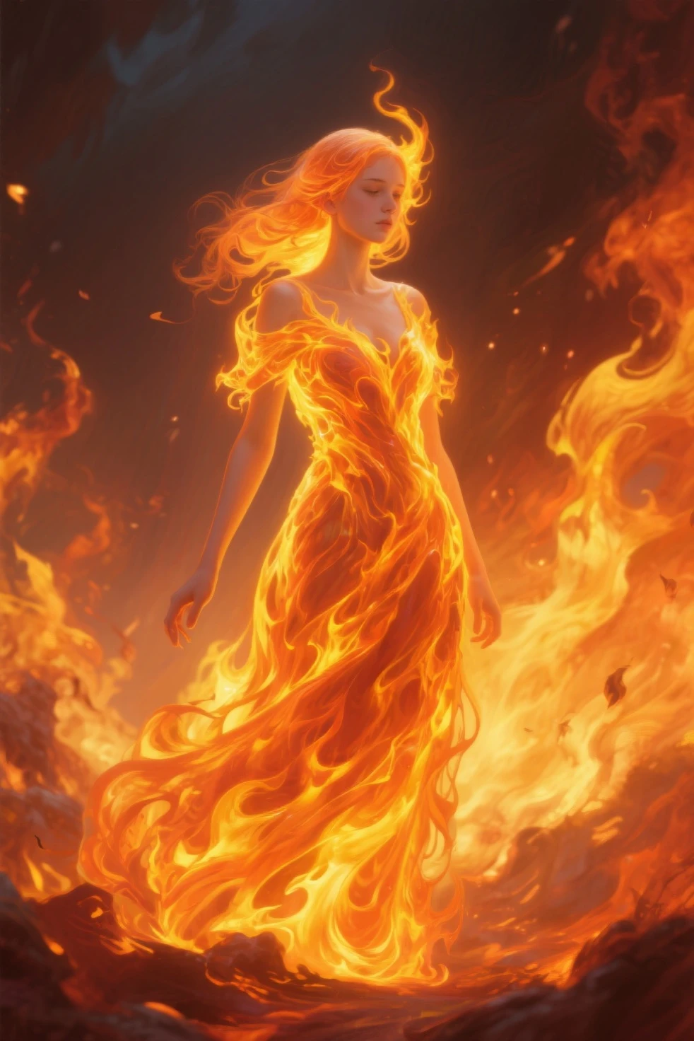 tmasterpiece, Best quality, Detailed pubic hair, A high resolution, (火焰/火焰/Loim,dynamic scene:1.3),Romantic couple kissing in fire,firestorm, catching fire, strange fantasy images, great skin texture,Magic Array, Cast spells, Fantastical, Purple power, strength, Fiery, meteors,