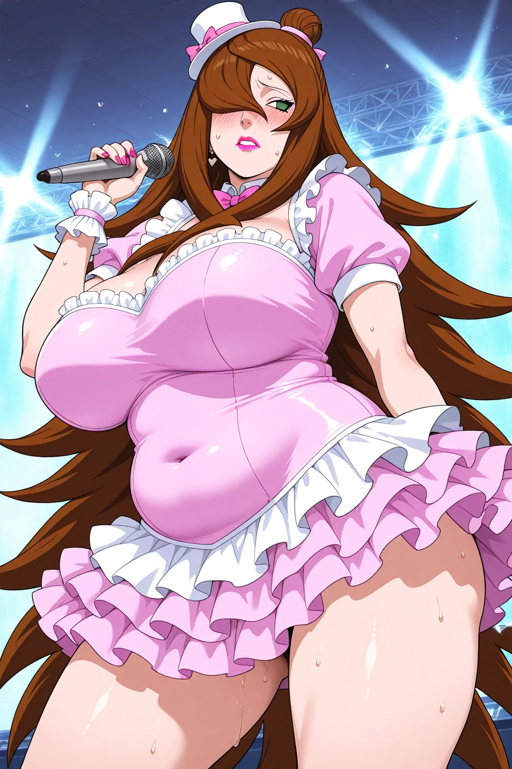 score_9, score_8_Excellent, score_7_Excellent, score_6_Excellent, Black background, Break Source_anime, Break 1 Girl, blue eyes, blonde, Long Hair, Twin tails, Big nipples, Huge breasts, Voice of the Heart,Pink leopard print bra, belly button, Pink leopard print T-back,(Dark brown skin:1.5),expensive, Long legs, Glowing Skin, Oily skin, Shiny skin, Heavy breathing, Wide Hips, Tight waist, Thick thighs,Pussy juice, Pussy, Camel Toe,(Squat with your crotch wide spread),full body