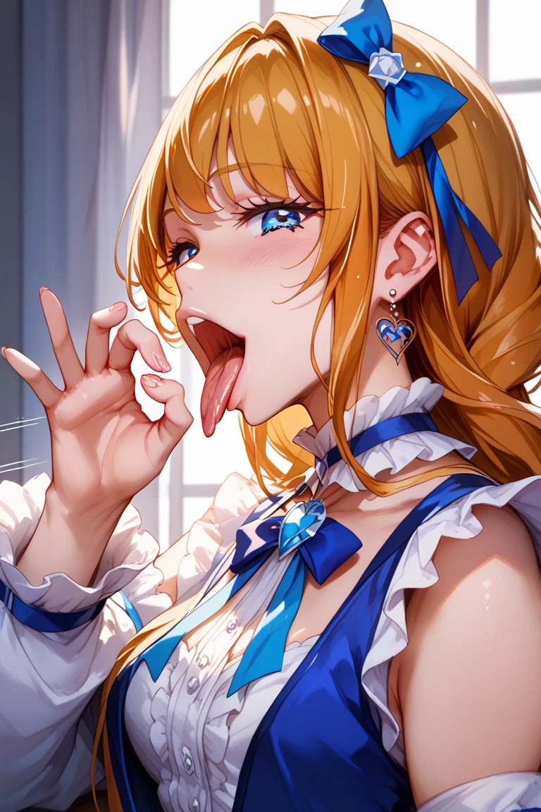 ​masterpiece、(top-quality)、1 female、(Mai Kawakami、((a blond))、The long-haired、((side poneyTail、Mole under the eyes))、Purple Eye)、(((NSFW、Symetrical、front-facing view、The upper part of the body、Gonzo、penises、oral、and、facial cum shot、1boys、licking out、put out the tongue、licking penis、big penis、Long penis、Straight penis、Center Penis)))、(((Unstoppable ejaculation)))、Shoot semen in the face、Semen Strings、cum shots、Semen on the face、Semen on、Semen:1.0、((Expose the subject to the full surface、Upper body 、Raise your face further、(Yellow sweater vest、bow ribbon、Hair Ribbon)、Female sexy、red blush、((vivd colour:1.5))、natural soft light、nffsw、(A detailed face:1.2)、showcase、(perfect  eyes:1.1) 、8K UHD、looking at viewert、simple background、(Mai Kawakami is licking a man's penis )
